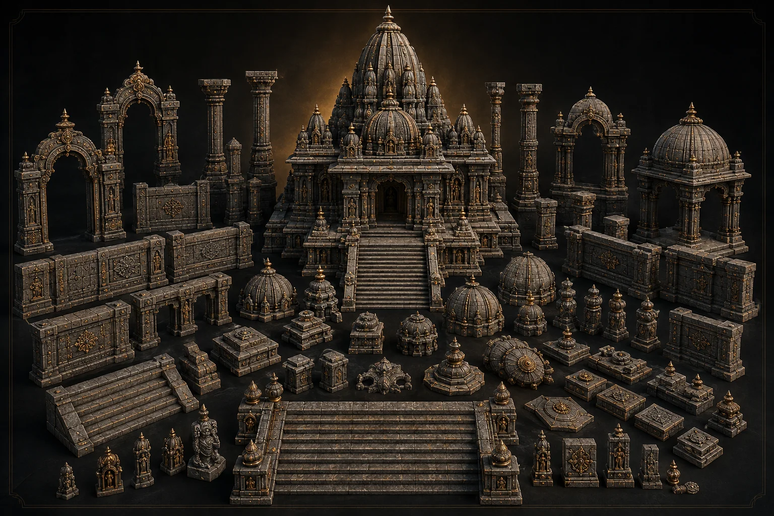 Ancient Hindu Temple Essentials - Kitbash Collection