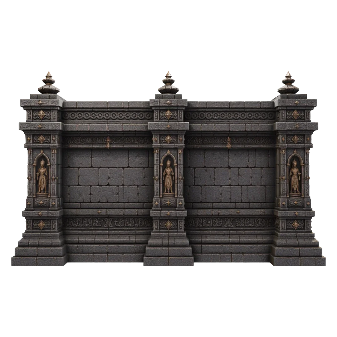 Ancient Hindu Temple Kit-Bash Asset Wall 01